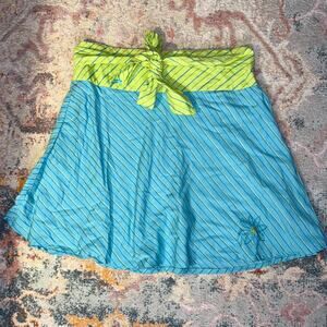 Vintage Y2K striped blue and green midi skirt